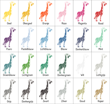 Kleuren muursticker giraf | muurenstickers.nl
