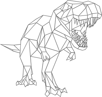 Muursticker T-Rex geometrisch| Muur &amp; Stickers