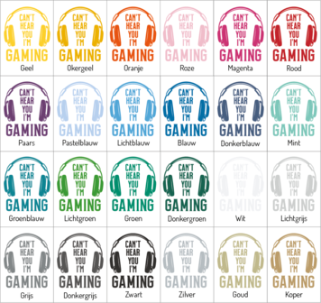 Kleuren muursticker can&#039;t hear you i&#039;m gaming | muurenstickers.nl