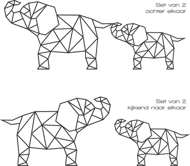 Sticker babykamer olifantjes geometrisch | muurenstickers.nl