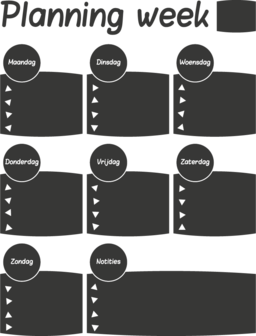 Krijtbordfolie weekplanner stippen en driehoekjes | muurenstickers.nl