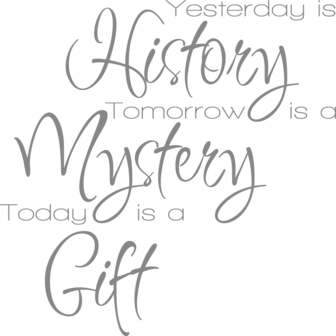 Muursticker yesterday is history, tomorrow is a mystery, today is a gift | Muur &amp; Stickers