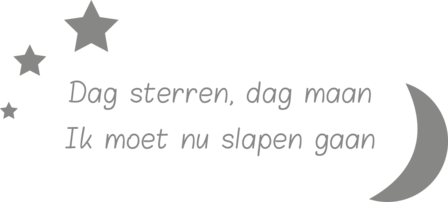 Muursticker dag sterren, dag maan. Ik moet nu slapen gaan. | muurenstickers.nl