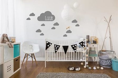 Muursticker wolken met naam | Muur &amp; Stickers