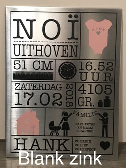 Geboortebord blank zink | Muur &amp; Stickers