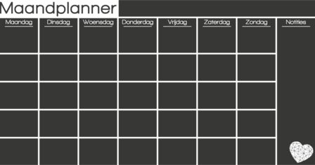 Krijtbordfolie maandplanner hart | Muur &amp; Stickers