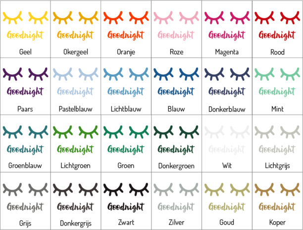 Kleuren muursticker goodnicht oogjes dicht | muurenstickers.nl