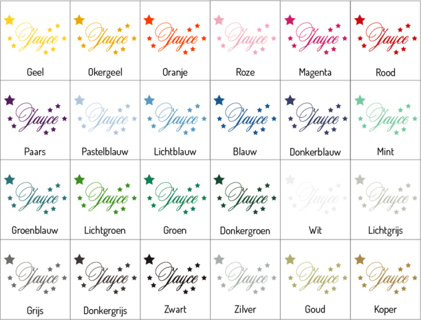 Kleuren muursticker naam met sterren | Muur & Stickers