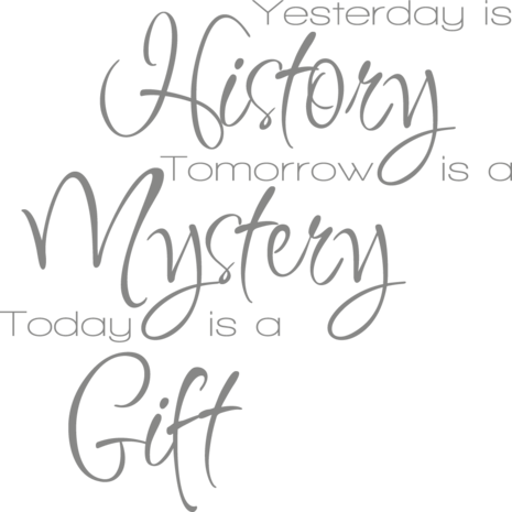 Muursticker yesterday is history, tomorrow is a mystery, today is a gift | Muur & Stickers