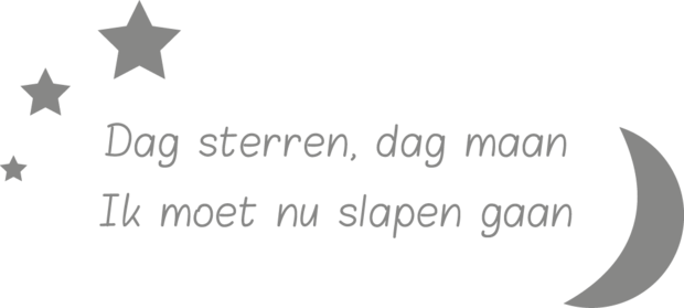 Muursticker dag sterren, dag maan. Ik moet nu slapen gaan. | muurenstickers.nl