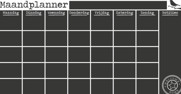 Krijtbordfolie maandplanner vogel | Muur & Stickers