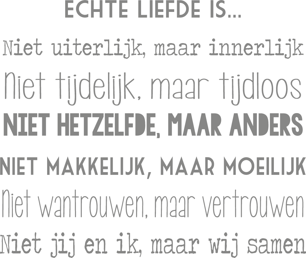 Muursticker Echte Liefde Is