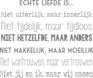 Muursticker 'Echte liefde is...'