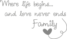 Muursticker 'Where life begins... and love never ends'