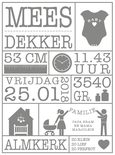 Geboortesticker 'Gegevens'