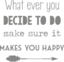 Muursticker 'What ever you decide to do, make sure it makes you happy'